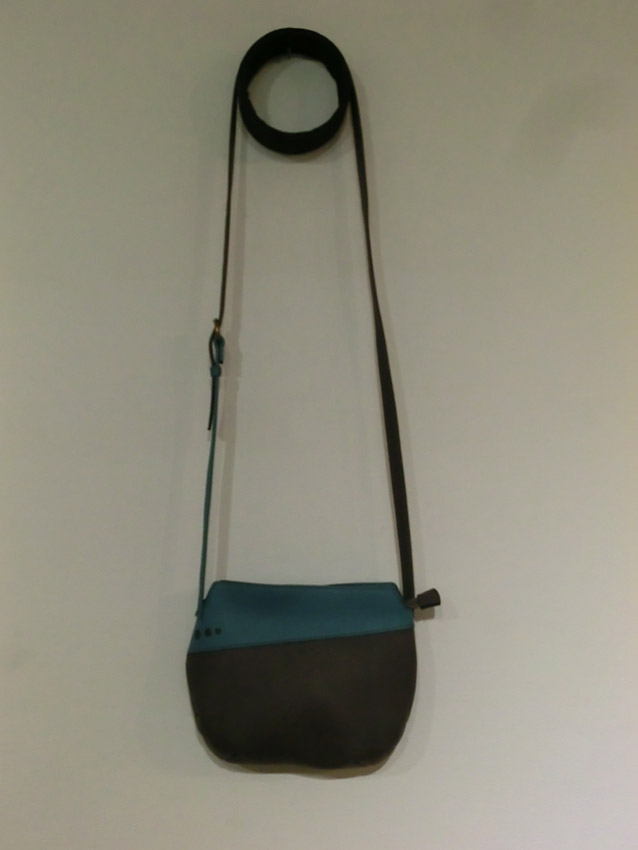 Sac Indispensable cuir gris / turquoise